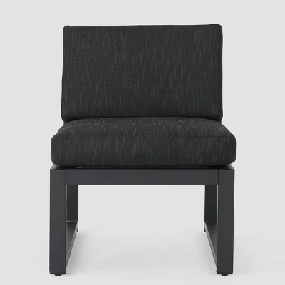 Navan 6pc Aluminum Sofa Set - Black/Dark Gray - Christopher Knight Home 2 Navan 6pc Aluminum Sofa Set - Black/Dark Gray - Christopher Knight Home - Image 2