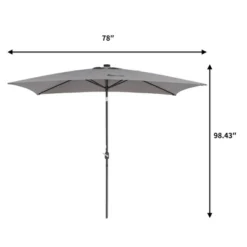 10' X 6.5' Solar LED Patio Umbrella With Tilt And Crank Lift Gray - Wellfor -Crosley Sales Store GUEST c961c131 c040 45ca 868a 8cfac8e086a4