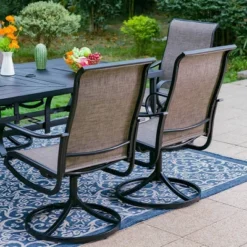 7pc Outdoor Dining Set With Swivel Sling Chairs & Large Metal Rectangle Table With Umbrella Hole - Gray - Captiva Designs -Crosley Sales Store GUEST c9b00dcf 7b31 4bb8 b100 ee4a0899ed87