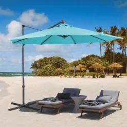 Aoodor Patio 10FT Off-set Hanging Aluminum Cantilever Umbrella（ Not Include A Base）