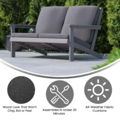 Flash Furniture Charlestown All-Weather Poly Resin Wood Adirondack Style Deep Seat Patio Loveseat With Cushions -Crosley Sales Store GUEST ca026f7d 4ff8 4282 9b0f 1e1acfead336