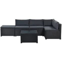 6pc Wicker Patio Conversation Set With Cushions - Black/Gray - GODEER 34 6pc Wicker Patio Conversation Set With Cushions - Black/Gray - GODEER -Crosley Sales Store GUEST ca04dcb1 1aa7 4c8e 8988 934b5976378d