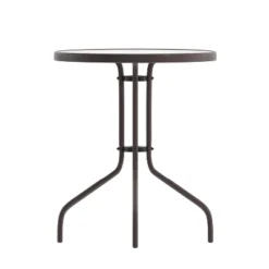 Flash Furniture Lila 23.75'' Round Glass Metal Table With 2 Metal Aluminum Slat Stack Chairs -Crosley Sales Store GUEST ca18041e e4d2 418a b97f 8e4c1c4e62ed