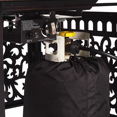 5pc Outdoor Dining Set With 42" Aluminum Square Damask Design Fire Table & Deep Seating Swivel Rocking Chairs - Oakland Living 9 5pc Outdoor Dining Set With 42" Aluminum Square Damask Design Fire Table & Deep Seating Swivel Rocking Chairs - Oakland Living - Image 9