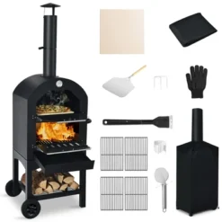 Costway Outdoor Pizza Oven Wood Fire Pizza Maker Grill W/ Pizza Stone & Waterproof Cover -Crosley Sales Store GUEST cc3aa2e7 5c4c 4b7b 810f 6bb8e6f9a947