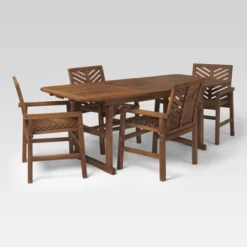 5pc Slatted Extendable Acacia Wood Patio Dining Set - Saracina Home -Crosley Sales Store GUEST cc50b929 1d11 42ba bbdf 3a0193ac6925