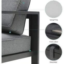 3-Seat Outdoor Patio Sofa Couch Chair Patio Aluminum 5" Thick Cushions (Grey) 9 3-Seat Outdoor Patio Sofa Couch Chair Patio Aluminum 5" Thick Cushions (Grey) -Crosley Sales Store GUEST cc5c0783 49d3 4753 af31 e57a1ef1503f