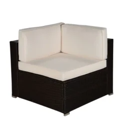 5pc Outdoor Rattan Wicker Conversation Set - Brown/Beige/Red - GODEER -Crosley Sales Store GUEST cc8df49a 9657 4ac4 856b 8b36485116d9