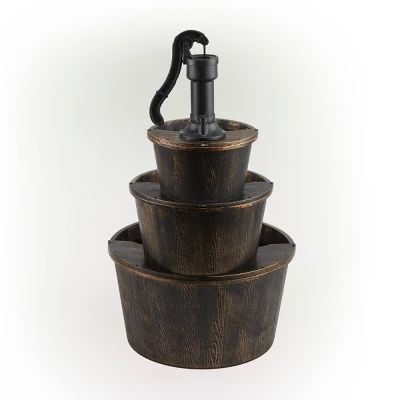 40" Three Tier Pump And Barrels Fountain Brown - Alpine Corporation 4 40" Three Tier Pump And Barrels Fountain Brown - Alpine Corporation - Image 4