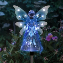 33.85" Acrylic Solar Angel Stake Blue - Exhart