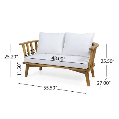 Solano 4pc Outdoor Wooden Chat Set With Rectangular Coffee Table - White/Teak - Christopher Knight Home 16 Solano 4pc Outdoor Wooden Chat Set With Rectangular Coffee Table - White/Teak - Christopher Knight Home - Image 16