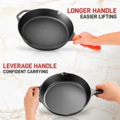 NutriChef 10 Inch Pre Seasoned Nonstick Cast Iron Skillet Frying Pan Kitchen Cookware Set W/ Tempered Glass Lid & Silicone Handle Cover (4 Pack) -Crosley Sales Store GUEST ce150cf4 08ee 4920 86ed 3ed51cda6ff5