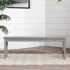 Ravenscroft Modern Boho Acacia Wood Slat Top Outdoor Dining Bench - Gray Wash - Saracina Home -Crosley Sales Store GUEST ce52635a 6f20 41d2 9ffc 8f6d710ef542
