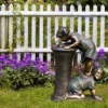 27" Resin Indoor/Outdoor Girl And Boy Drinking Water Fountain Yard Décor Bronze - Alpine Corporation