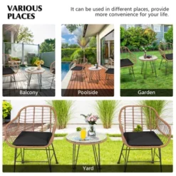 Tangkula 3PCS Patio Rattan Furniture Set With Round Tempered Glass Top Table & 2 Rattan Armchairs White/Turquoise/Red -Crosley Sales Store GUEST d012a0d7 afe2 48c0 946b 31789ff7add0