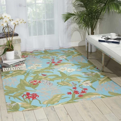 Waverly Un & Shade "Wailea Coast" Aqua Indoor/Outdoor Area Rug By Nourison 1 Waverly Un & Shade "Wailea Coast" Aqua Indoor/Outdoor Area Rug By Nourison