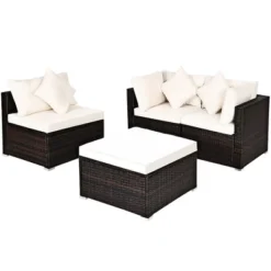 Costway 4PCS Patio Rattan Wicker Sofa Furniture Set Cushioned Conversation Ottoman Set 16 Costway 4PCS Patio Rattan Wicker Sofa Furniture Set Cushioned Conversation Ottoman Set -Crosley Sales Store GUEST d179e78c a746 473c 94c7 3cb3fc32e295