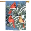 Briarwood Lane Winter Cardinal Trio House Flag Snowy Scene 28" X
