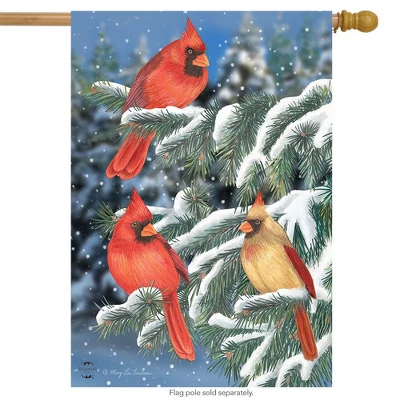 Briarwood Lane Winter Cardinal Trio House Flag Snowy Scene 28" X 1 Briarwood Lane Winter Cardinal Trio House Flag Snowy Scene 28" X