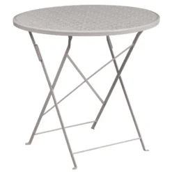 Emma And Oliver Commercial Grade 30" Round Colorful Metal Garden Patio Folding Patio Table -Crosley Sales Store GUEST d49a642b 30ae 43c7 8467 aefb296bc953