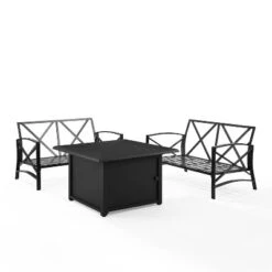 Kaplan 3pc Outdoor Conversation Set With Fire Table & 2 Loveseats - Oatmeal - Crosley -Crosley Sales Store GUEST d67c39be c0f7 4240 b315 80040d4aa650