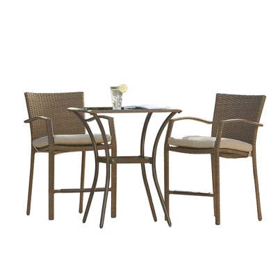 3pc Lakewood Ranch Steel Woven Wicker Outdoor High Top Bistro Patio Furniture Set With Cushions Brown - Room & Joy 10 3pc Lakewood Ranch Steel Woven Wicker Outdoor High Top Bistro Patio Furniture Set With Cushions Brown - Room & Joy - Image 10