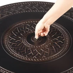 Oakland Living 5pc Aluminum Outdoor Patio Fire Pit Dining With 34" Round Fire Table Copper/Beige -Crosley Sales Store GUEST d7a3d836 fed3 492d 8844 cc49ced4c91b