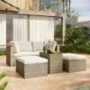 5pc Wicker Patio Seating Set With Cushions - Brown/Beige - GODEER