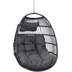 Sunnydaze Decor Sunnydaze Outdoor Resin Wicker Julia Hanging Basket Egg Chair Swing With Cushions And Headrest - 2pc -Crosley Sales Store GUEST d96af896 8b83 4708 8857 fa0a137a3980