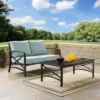 2pc Kaplan Outdoor Steel Conversation Set Mist/Bronze - Crosley