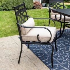 7pc Outdoor Dining Set With Chairs With Cushions & Large Metal Table With Umbrella Hole - Captiva Designs -Crosley Sales Store GUEST da41f86a 8194 4f07 95bf 63fe2efd58fd