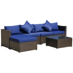 Outsunny 6 Pieces Outdoor PE Rattan Sofa Set, Sectional Conversation Wicker Patio Couch Furniture Set With Cushions And Coffee Table -Crosley Sales Store GUEST db64c2b7 326c 4756 a126 6067f74b9152