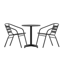 Emma And Oliver 23.5'' Round Aluminum Indoor-Outdoor Table Set With 2 Slat Back Chairs -Crosley Sales Store GUEST db95d3af 4246 4707 8066 dabef3b61b9c