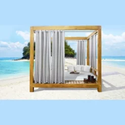 Commonwealth Seascapes Stripes Light Filtering Satiny Look Provide Privacy Grommet Outdoor Panel Pair Alloy Grey -Crosley Sales Store GUEST dc3cc30a 9136 4709 bcba 1c2ff03523ea