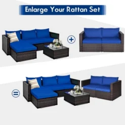 Costway 4PCS Patio Rattan Corner Sofa Sectional Furniture SetBlueBeigeNavy Cushion 19 Costway 4PCS Patio Rattan Corner Sofa Sectional Furniture SetBlueBeigeNavy Cushion -Crosley Sales Store GUEST dc491373 203d 4282 b258 a7dea965f719