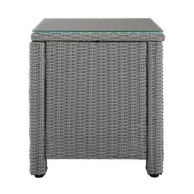 Bradenton Outdoor Wicker Glass Top Side Table - Crosley 3 Bradenton Outdoor Wicker Glass Top Side Table - Crosley - Image 3