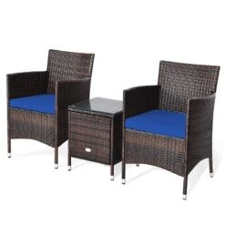 Tangkula 3-Piece Patio Wicker Rattan Furniture Set Conversation Sofa Set With Coffee Table Navy 10 Tangkula 3-Piece Patio Wicker Rattan Furniture Set Conversation Sofa Set With Coffee Table Navy -Crosley Sales Store GUEST dd42a3f2 6d17 42c3 a858 78a3011edd4a