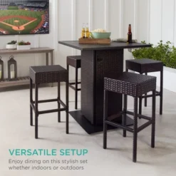 Best Choice Products 5-Piece Patio Wicker Bar Set W/ Built-In Bottle Opener, Hidden Storage Shelf, 4 Stools -Crosley Sales Store GUEST dd499ea2 630c 4923 a217 69a25be6977b