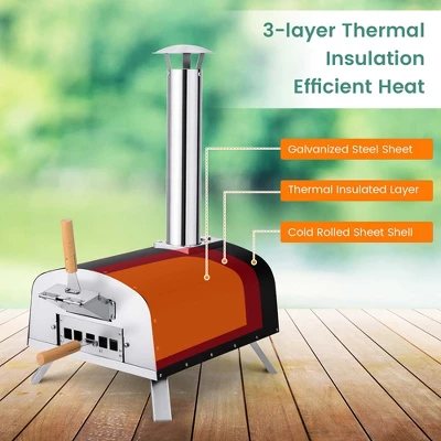 Costway 12" Multi-Fuel Pizza Oven Propane & Wood Fired Pizza Maker Portable 4 Costway 12" Multi-Fuel Pizza Oven Propane & Wood Fired Pizza Maker Portable - Image 4