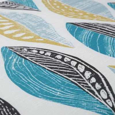 Set Of 2 Leaf Block Outdoor/Indoor Wicker Seat Cushions Teal/Citron - Pillow Perfect 2 Set Of 2 Leaf Block Outdoor/Indoor Wicker Seat Cushions Teal/Citron - Pillow Perfect - Image 2