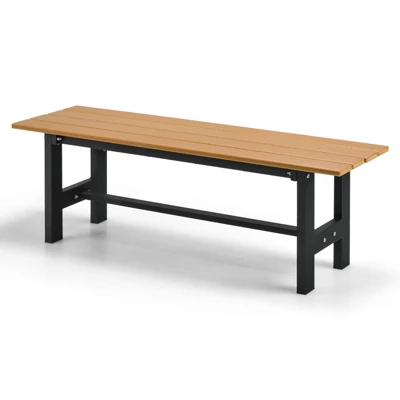 Costway 2PCS Outdoor HDPE Bench With Metal Frame 47'' X 14'' X 16'' For Yard Garden Brown/Black/Gray 7 Costway 2PCS Outdoor HDPE Bench With Metal Frame 47'' X 14'' X 16'' For Yard Garden Brown/Black/Gray - Image 7