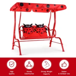 Costway Kids Patio Swing Chair Children Porch Bench Canopy 2 Person Yard Furniture Red -Crosley Sales Store GUEST de5dc735 64fa 4ba5 aadb d739dd2ca014
