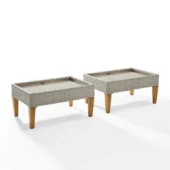 Capella 2pk Outdoor Wicker Ottomans - Gray - Crosley -Crosley Sales Store GUEST df18fc32 c3bb 4a15 9eca 724a9a42305f