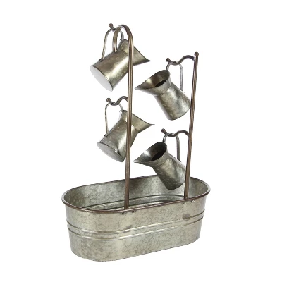 34" Metal Farmhouse Fountain Gray - Olivia & May 5 34" Metal Farmhouse Fountain Gray - Olivia & May - Image 5