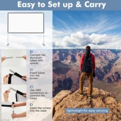 Costway 100'' Projector Screen W/ Stand 16:9 HD 4K Indoor Outdoor Projection Movie Screen -Crosley Sales Store GUEST dff67290 6e2d 4024 b4cd ce25cc5407e3