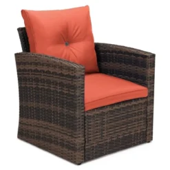 6pc Wicker Outdoor Conversation Set With Cushions - Orange - EDYO LIVING -Crosley Sales Store GUEST e0217f03 7c21 4a9a b0ac f872ef404259