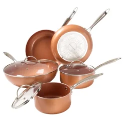 Classic Cuisine 8-Piece Pots And Pans Set – Cookware With 2-Layer Nonstick Ceramic Coating And Tempered Glass Lids – Dishwasher And Oven Safe (Copper) -Crosley Sales Store GUEST e18365cf 2ce8 45f9 811f 5ac02b8b8a9f