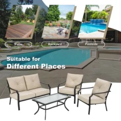 Costway 4 PCS Patio Furniture Set Cushion Sofa Loveseat Sectional Garden Deck Poolside 12 Costway 4 PCS Patio Furniture Set Cushion Sofa Loveseat Sectional Garden Deck Poolside -Crosley Sales Store GUEST e18ef506 4891 49d1 9a12 76bc575a1fb1