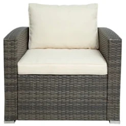 7pc Wicker Patio Seating Set With Cushions & Storage Box - Gray/Beige - GODEER -Crosley Sales Store GUEST e2ccd1f9 ee4c 4ee7 9681 4618f1c964ef