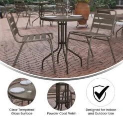 Flash Furniture Lila 23.75'' Round Glass Metal Table With 2 Metal Aluminum Slat Stack Chairs -Crosley Sales Store GUEST e2d7e7b3 25cb 4011 b405 05aea2d9366c